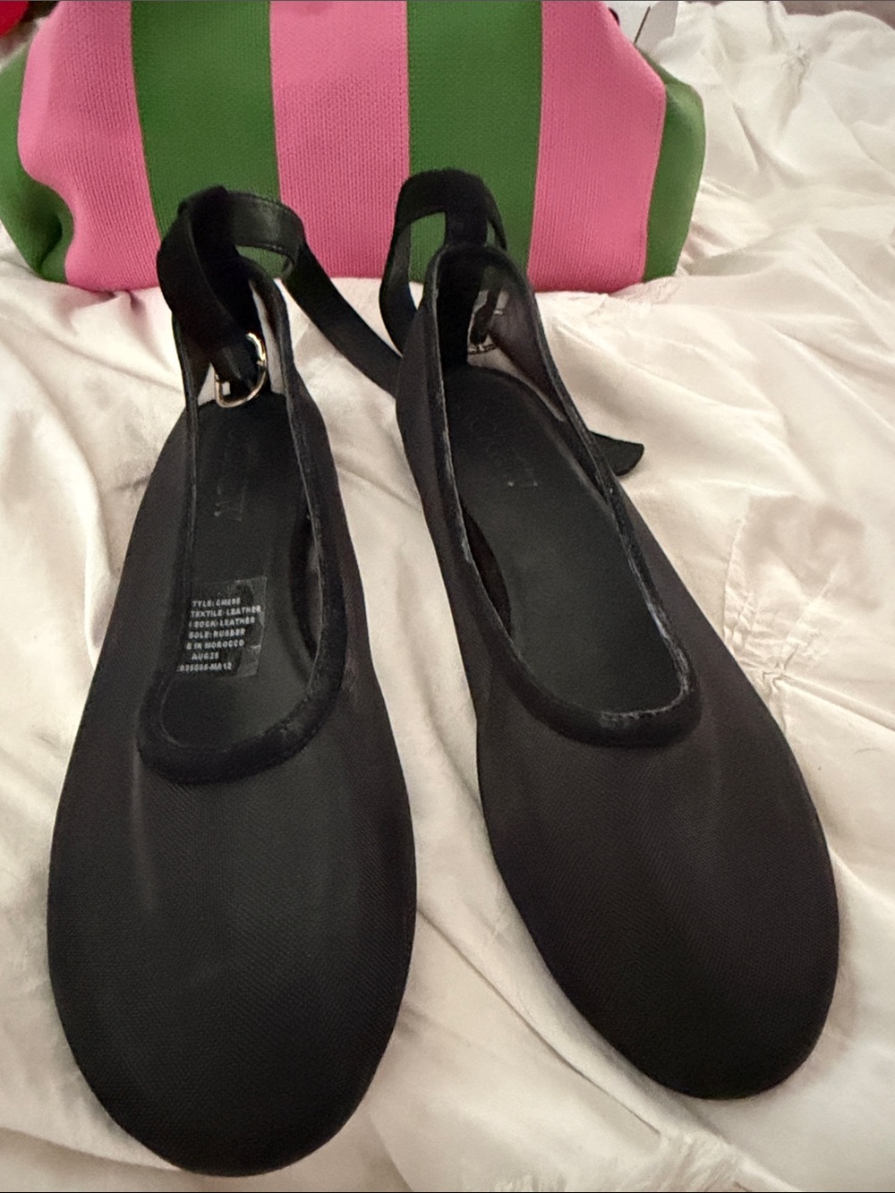 J. Crew Black Andi ankle strap ballet  Flats in mesh